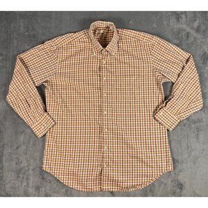 Peter Millar Red Flannel Long Sleeve Button Up Shirt Mens L Casual Fisherman